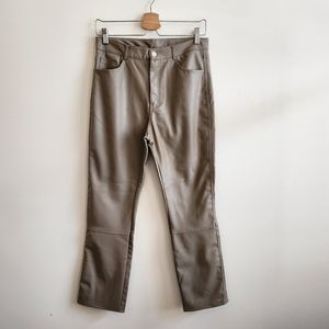 H&M I US 8 Faux Leather Trouser Pants I taupe